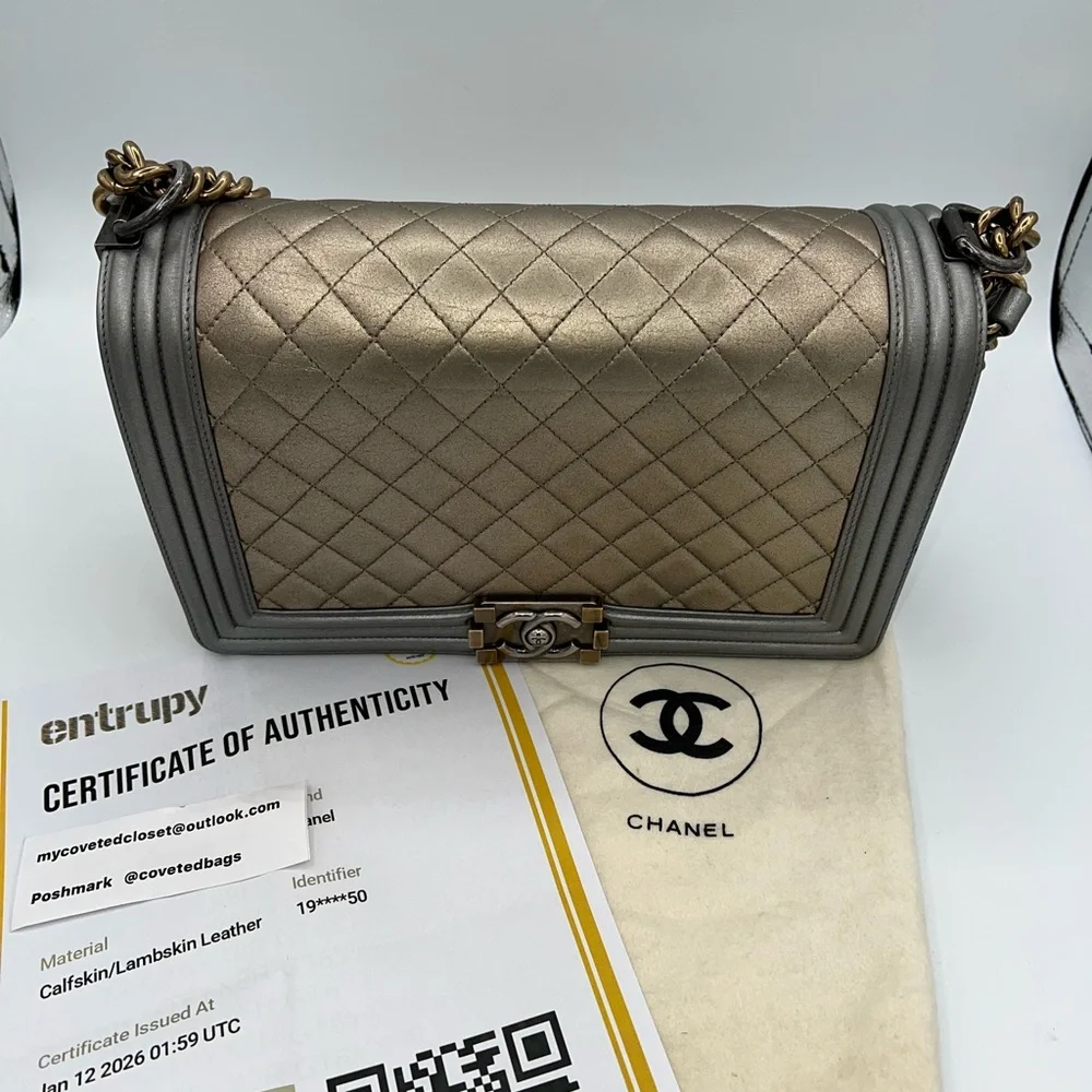 Chanel Metallic Gold and Silver Boy Bag! Stunning combination!🩶💛